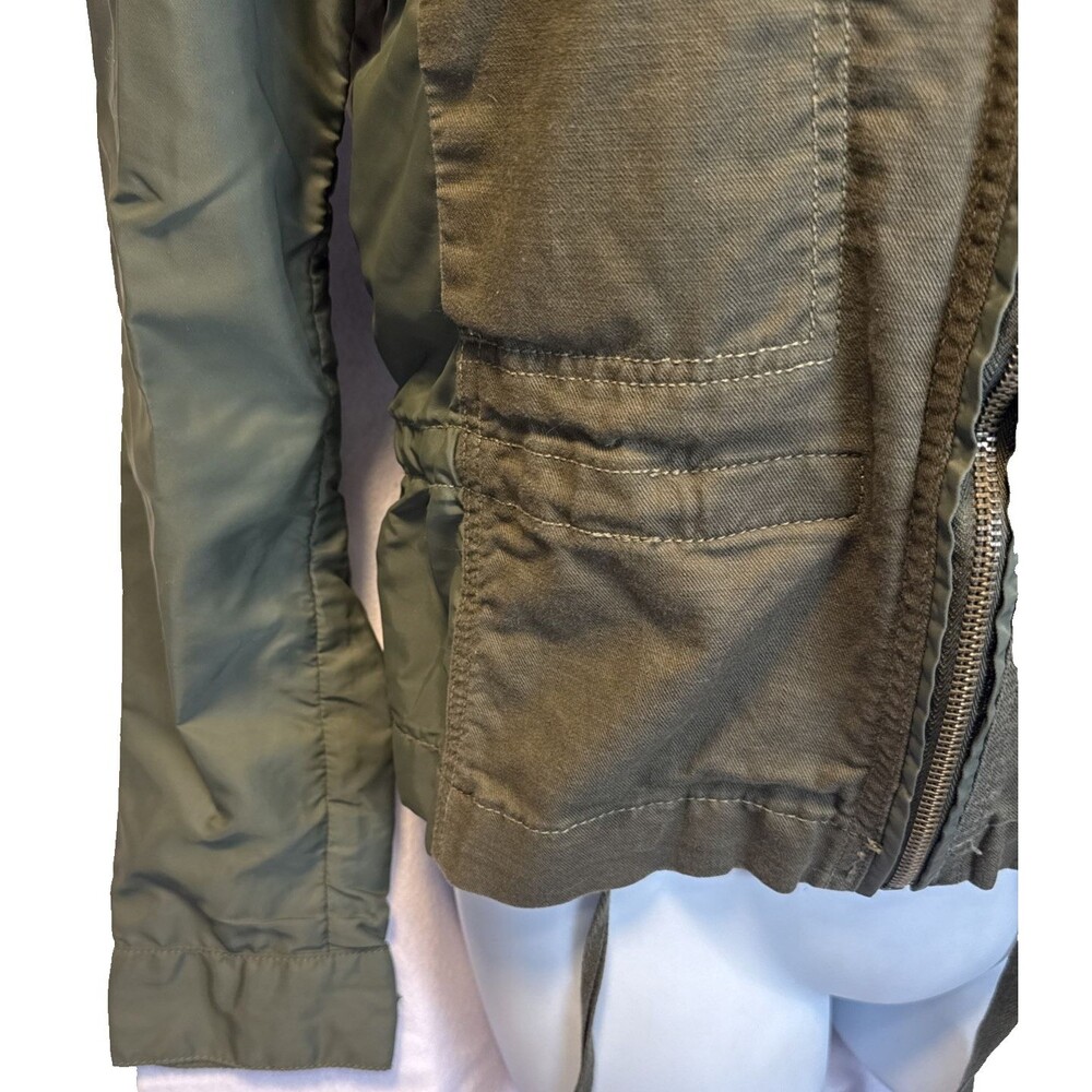 Lucky Brand Olive Military Utility Jacket S Small 7WP3001 Nylon Trim Drawstring - Picture 2 of 16
